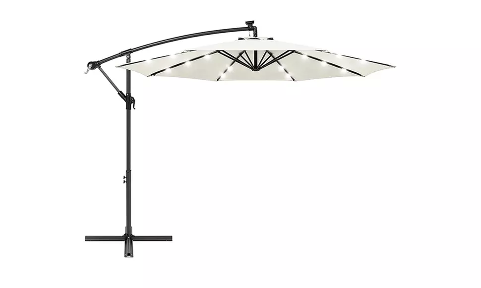 10ft Solar LED String Light Cantilever Patio Umbrella  - Second Medium