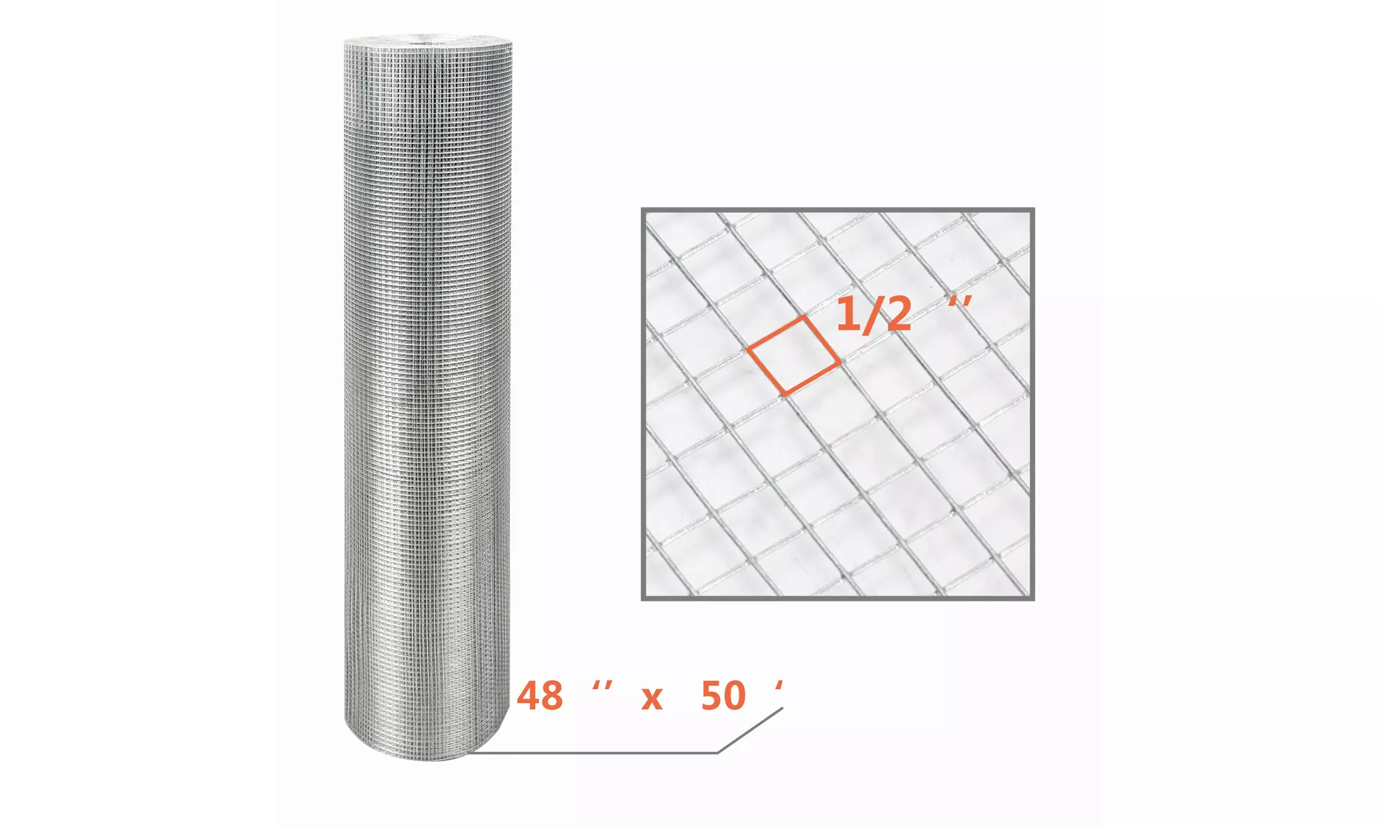  48 in x 50 ft Hardware Cloth, 1/2" Square 19 Gauge Fence Mesh, Poultry Cage - Primary Image