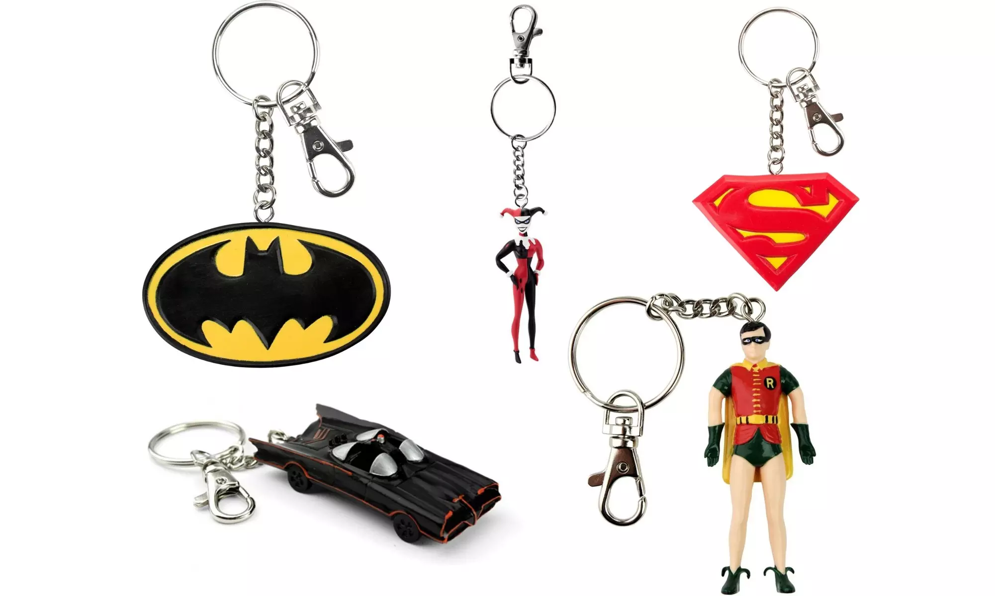 DC Comics 3D Bendable Keychains Batman, Superman, Robin, Harley Quinn & More - Primary Image