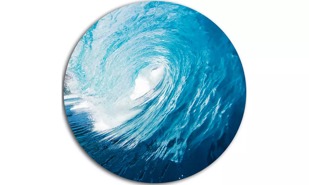 Ocean Waves in Hawaii' Disc Photography Circle Metal Wall Art - Second Medium