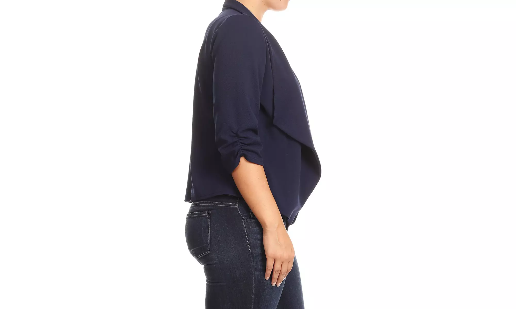 Women's Casual Plus Size Solid Open Front Blazer Jacket 