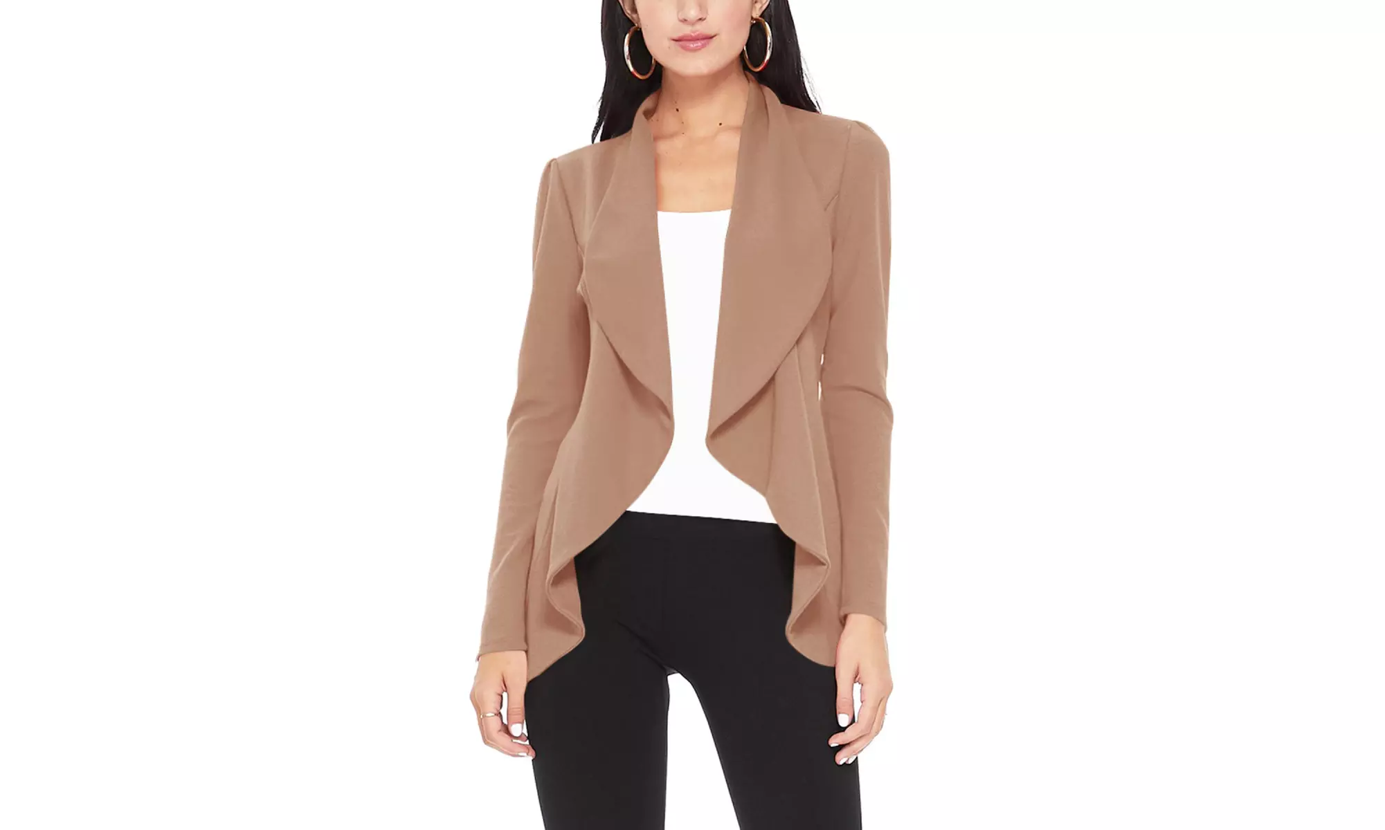 Casual Long Sleeves Open Front Office Wear Solid Blazer Jacket S-3XL