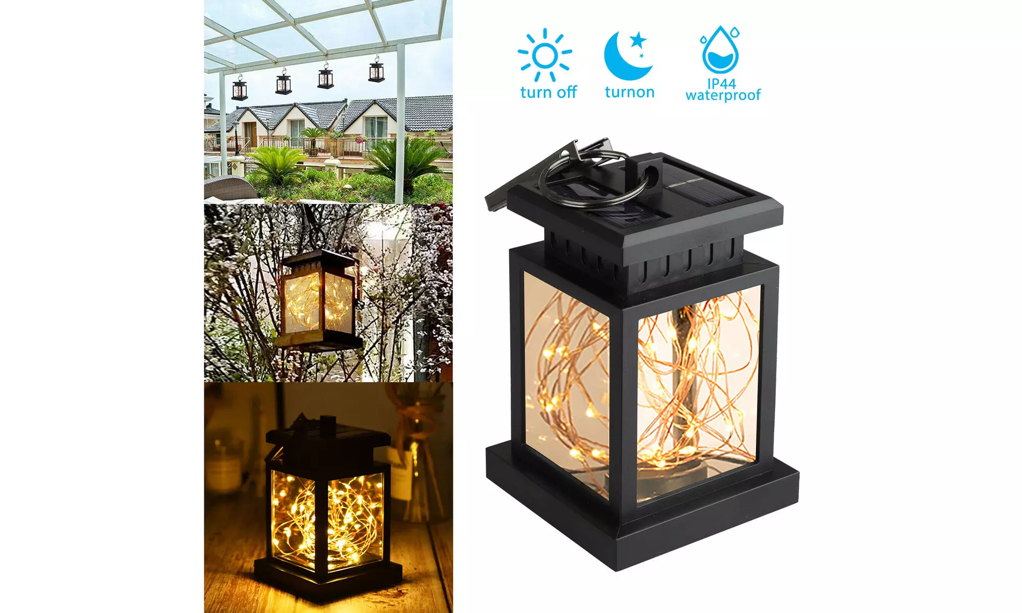 Outdoor Solar Lantern Hanging Light LED Waterproof Yard Patio Garden Lamp Decors - Primary Image