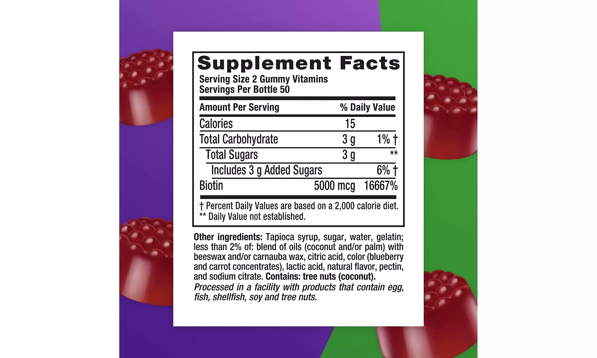 vitafusion Extra Strength Biotin Gummy Vitamins for Hair, Skin and Nails - Second Medium