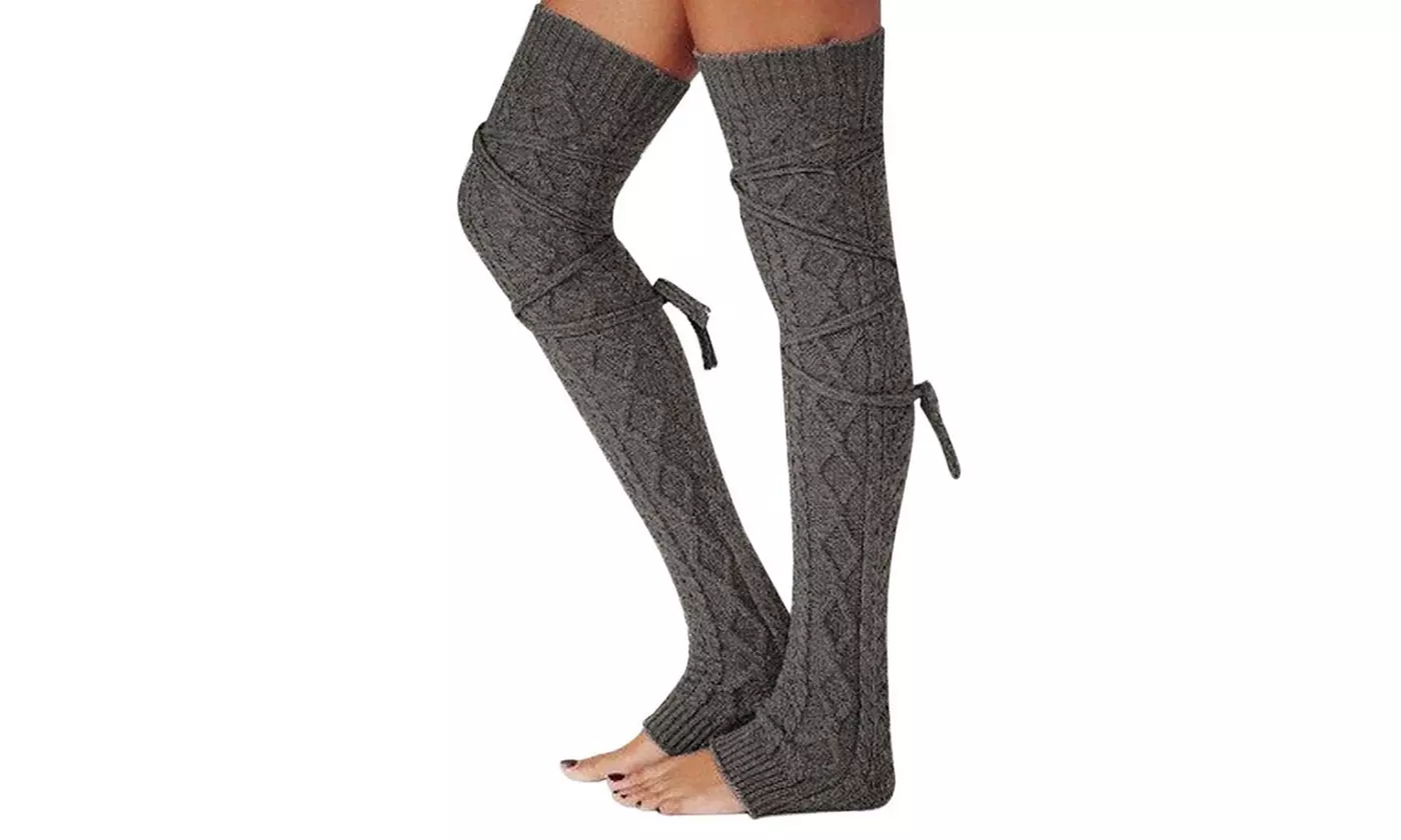 Lady Winter Warm Leg Warmer Cable Knitted Crochet Long Socks Legging