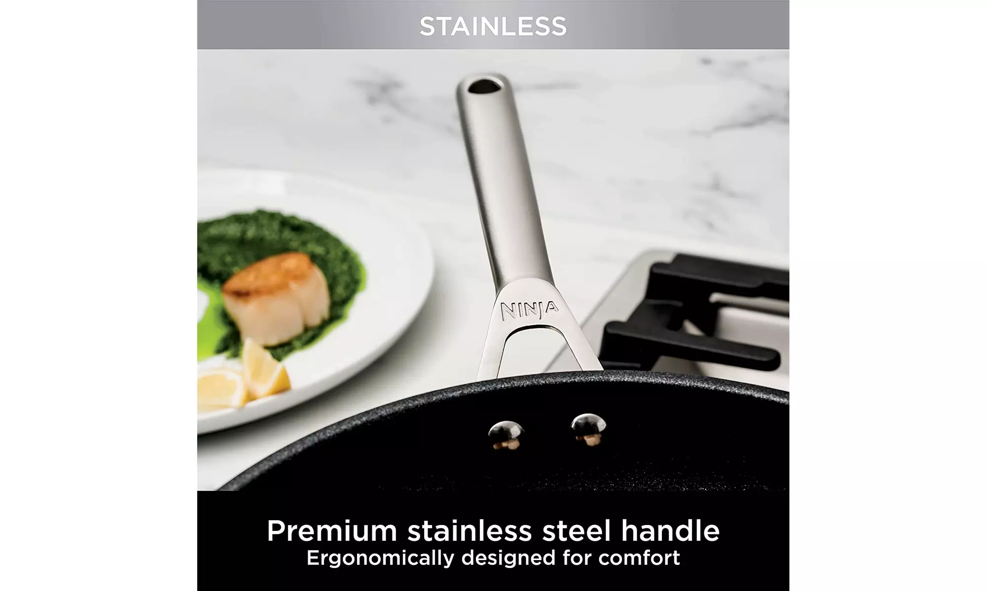 Ninja C62000 Foodi NeverStick Stainless 8-Inch & 10.25-Inch Fry Pan Set - New