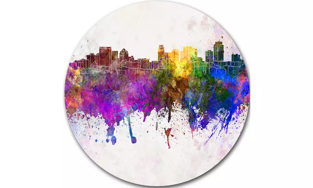 Salt Lake City Skyline' Disc Cityscape Metal Artwork Print - Second Medium