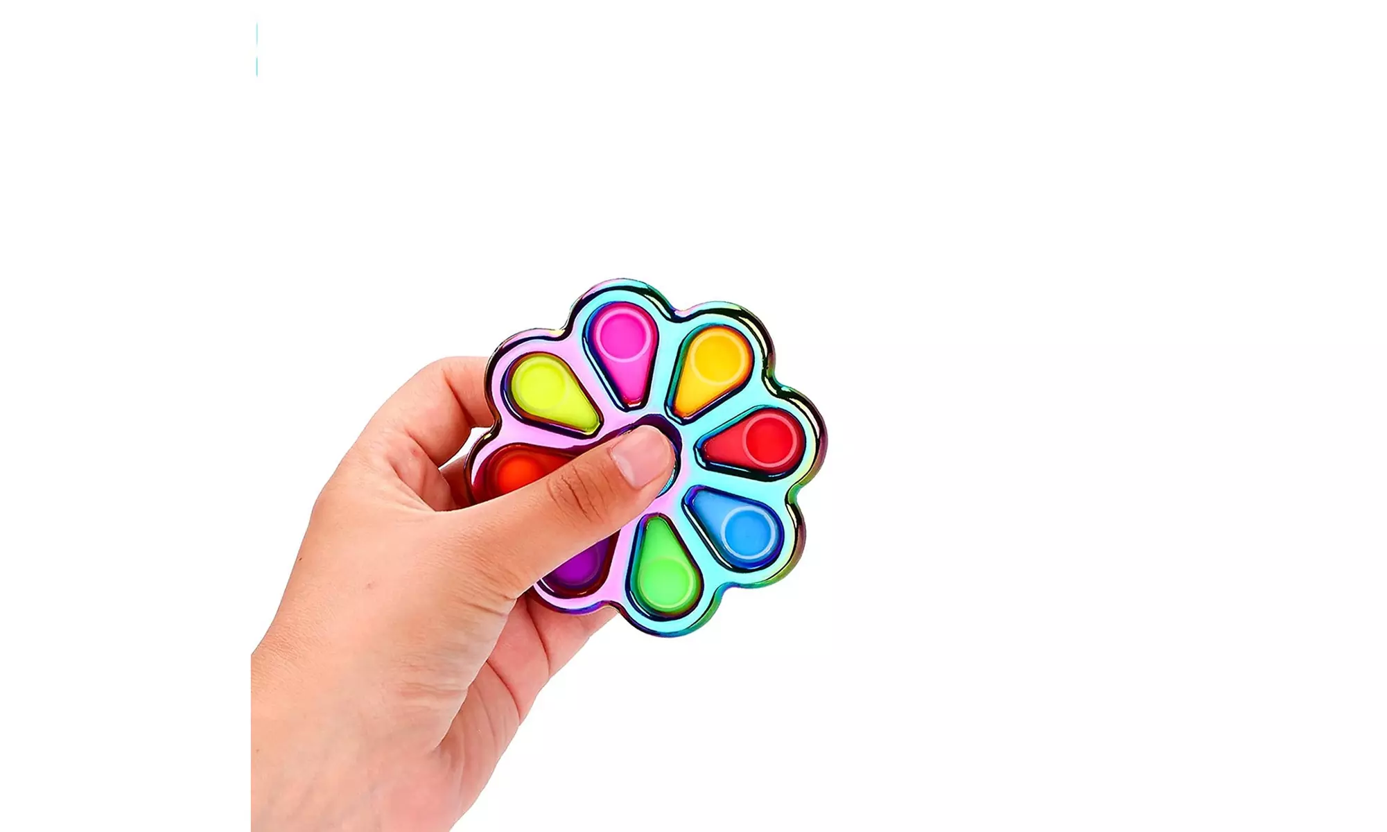 Pack of 4 Simple Dimple Flower Fidget Spinner Sensory Stress Reliever - Primary Image