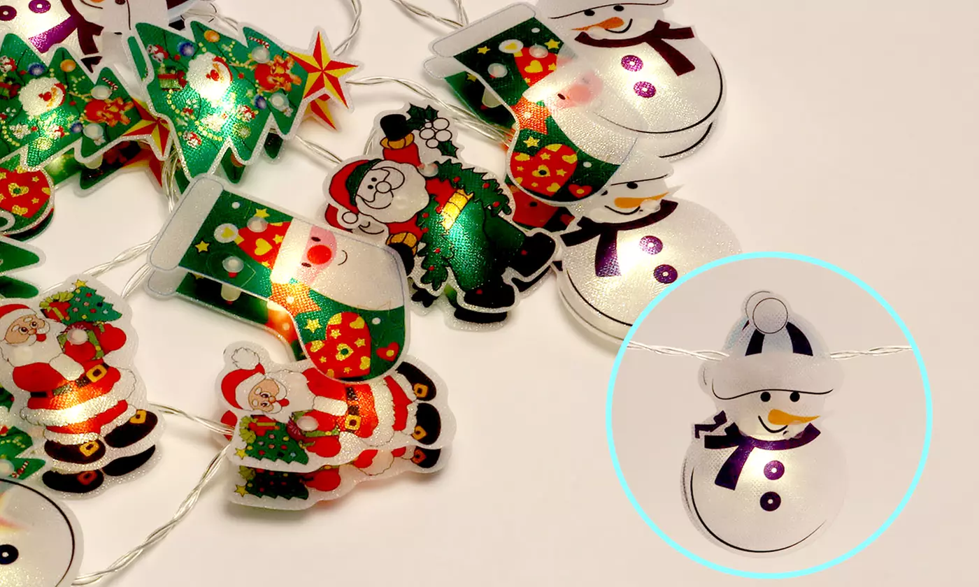 8.2ft Christmas 20 LED String Light Santa Snowman Tree Lights Fairy Decorative