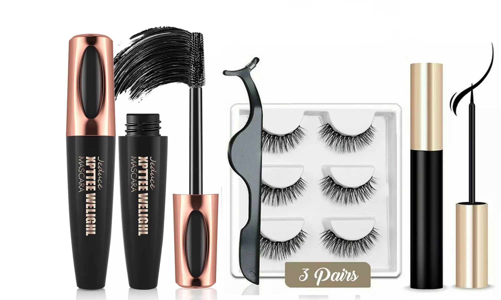 Natural 3Pairs Magnetic Eyelashes 4D Silk Fiber Lash Mascara - Primary Image