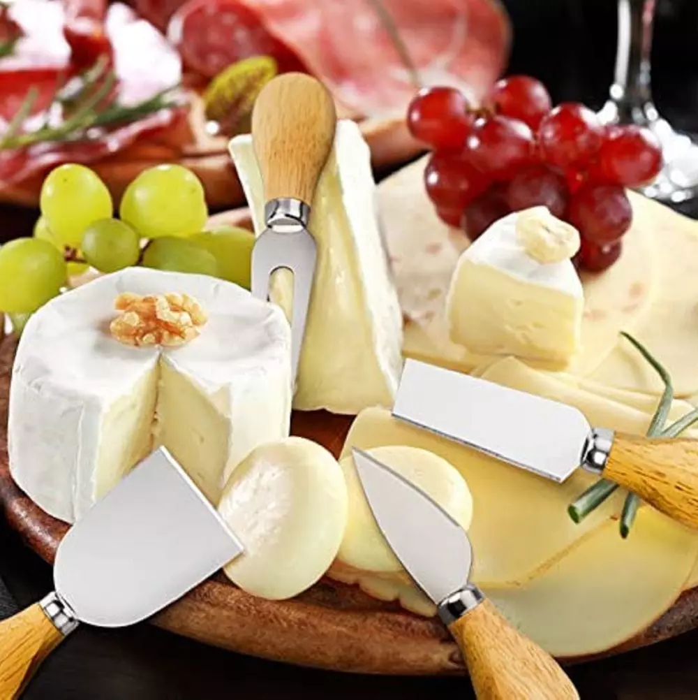 4 Pcs Stainless Steel Cheese Knife Set with Wooden Handle-Cheese Slicer Cutter