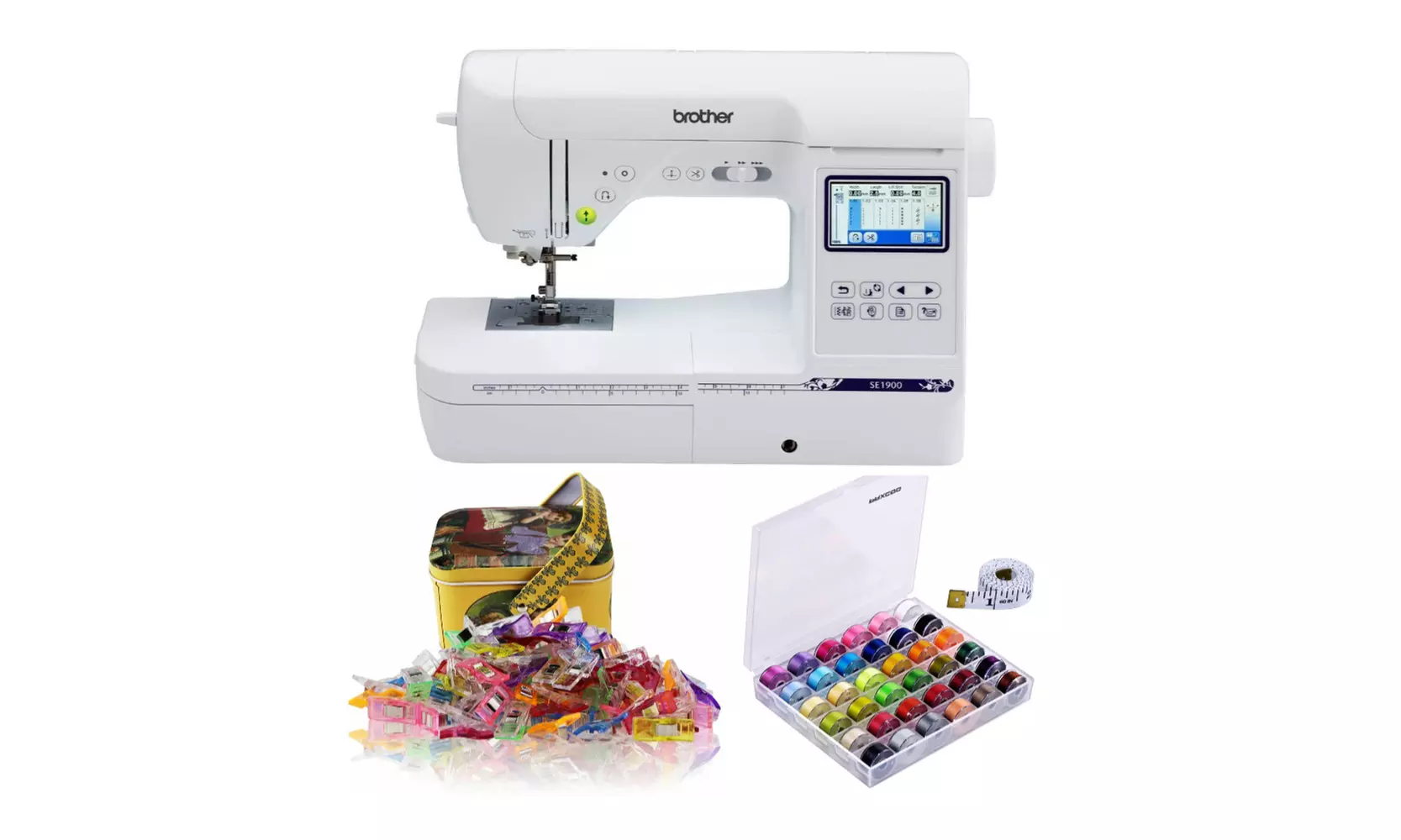 Brother SE1900 Sewing and Embroidery Machine with Threads and Sewing Clips Set - Primary Image