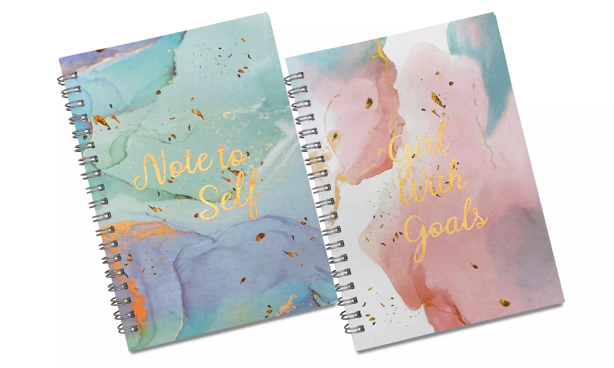 5x7 Inches Wirebound Notebooks 80 Sheets with Hot Stamped Covers (2-Pack) - Second Medium