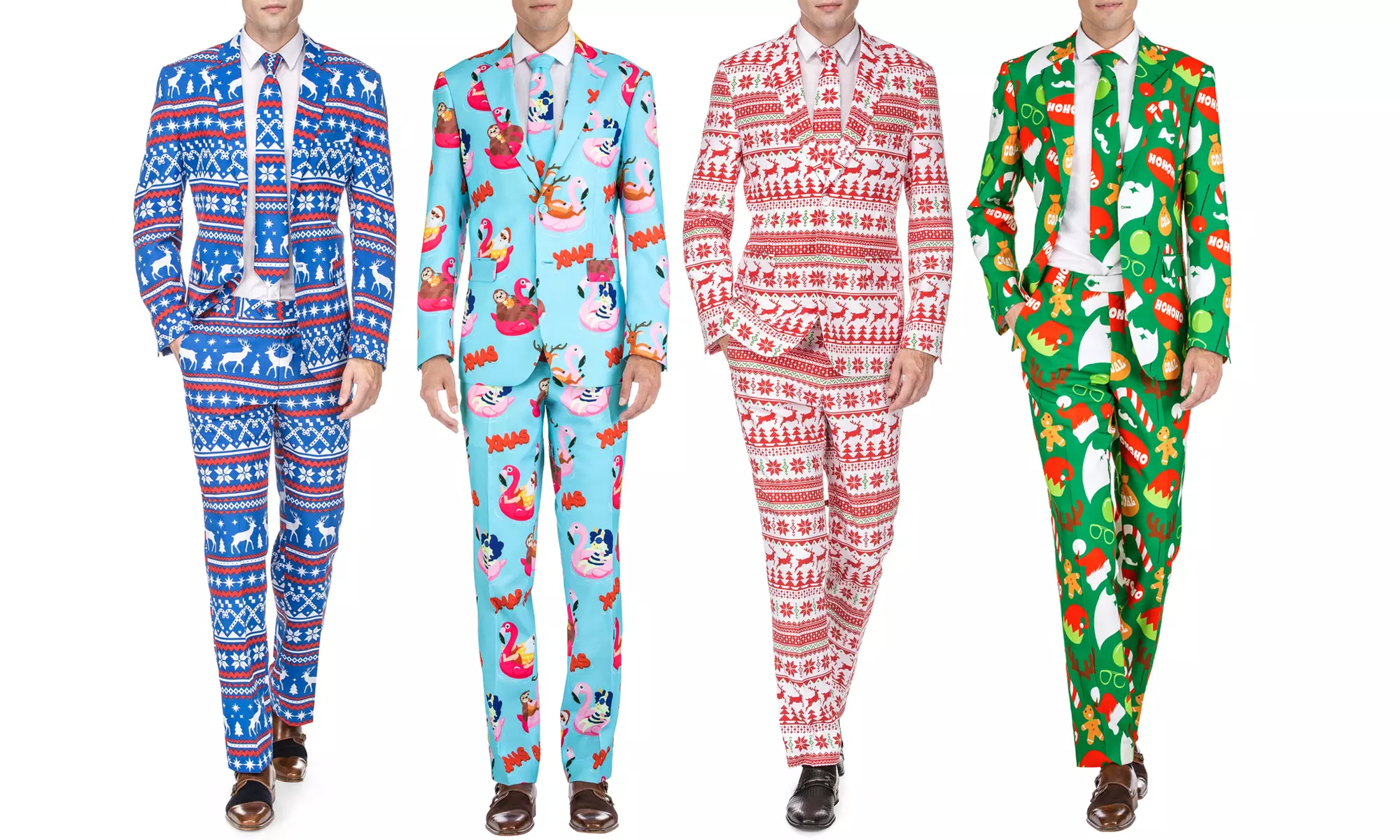 Braveman Men's Classic fit Christmas Suits with Matching Tie - Primary Image