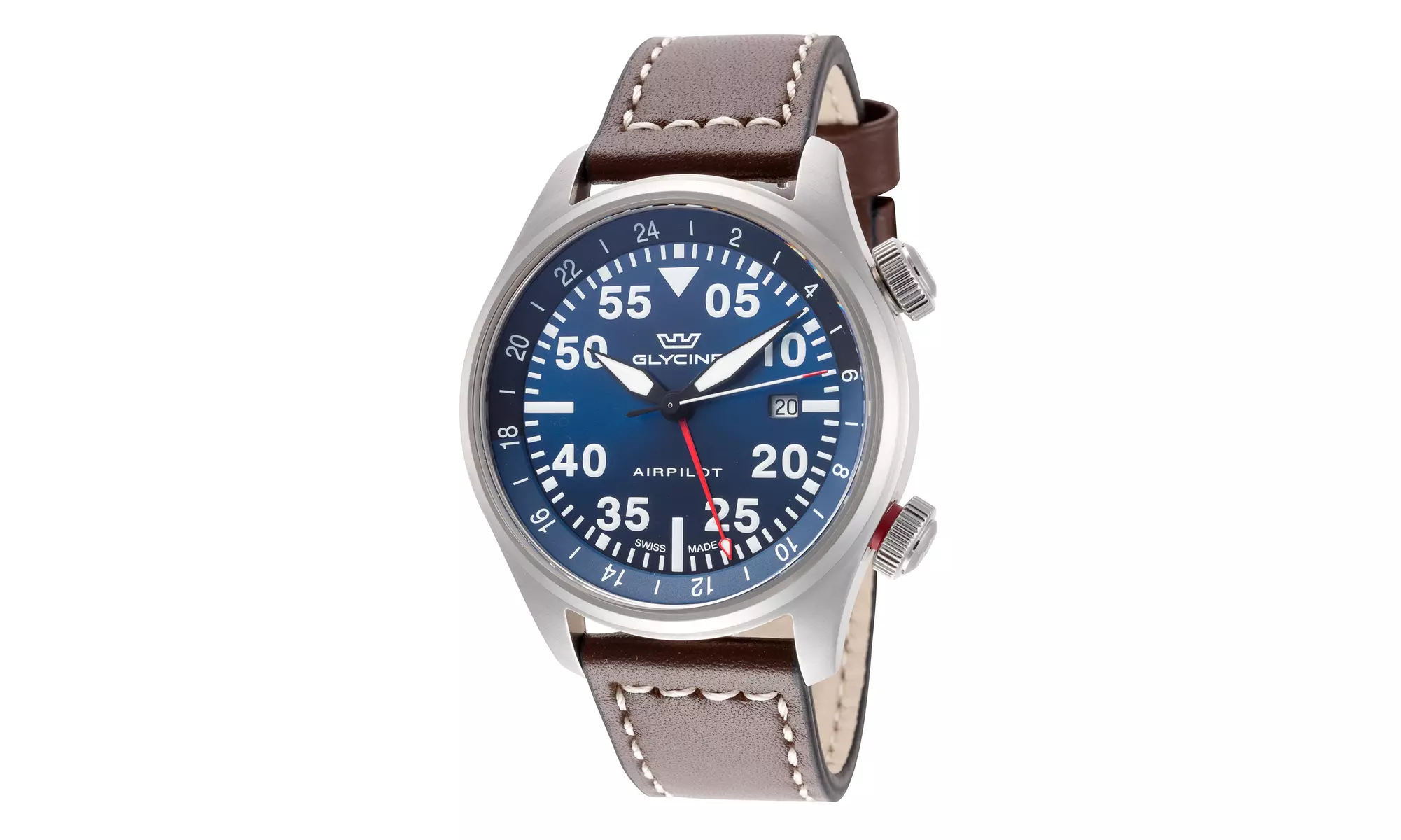 Glycine Airpilot GMT 44 Men 44 Stainless Steel Blue GL802 Ronda 515 Quartz - Second Medium