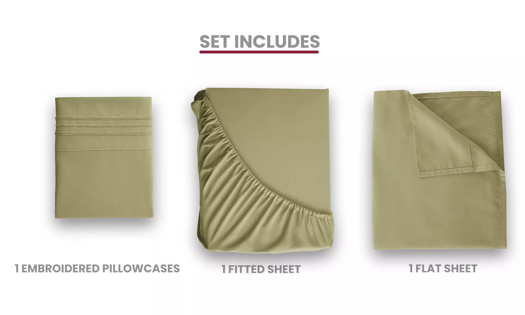 Lux Decor 4Pc Deep Pocket Sheet Set With Embroidered Pillowcases & Giftable Bag