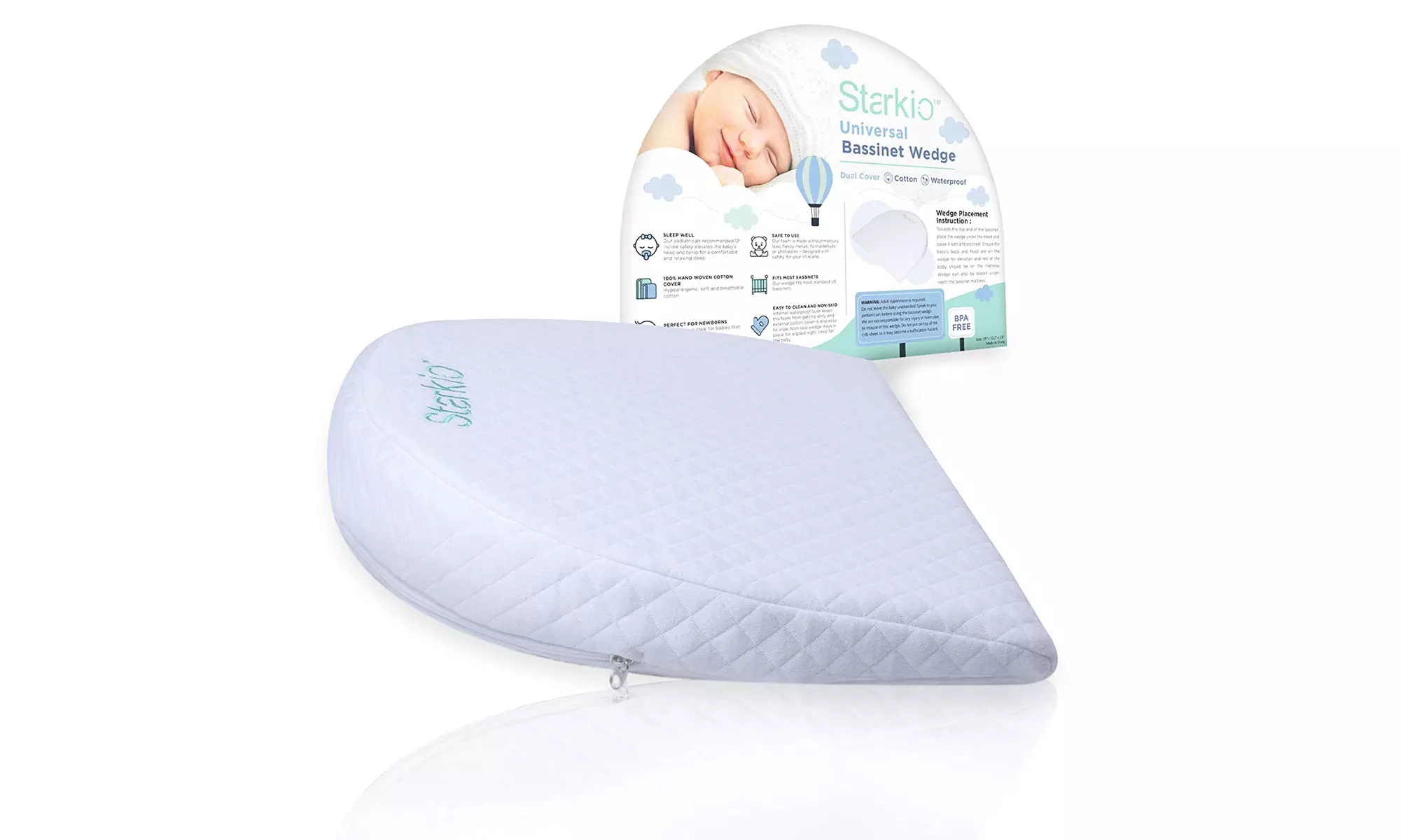 Starkio - Bassinet Wedge For Baby Reflux Relief Newborn Crib Elevated pillow - Primary Image