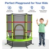 Image 23: Costway Youth Jumping Round Trampoline 55'' Exercise W/ Safety Pad Enclosure