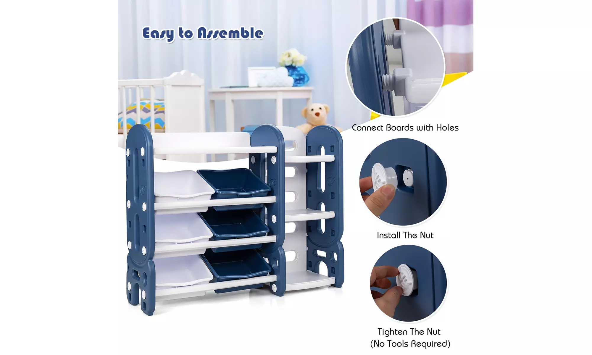 Costway Kids Toy Storage Organizer w/Bins & Multi-Layer Shelf for Playroom