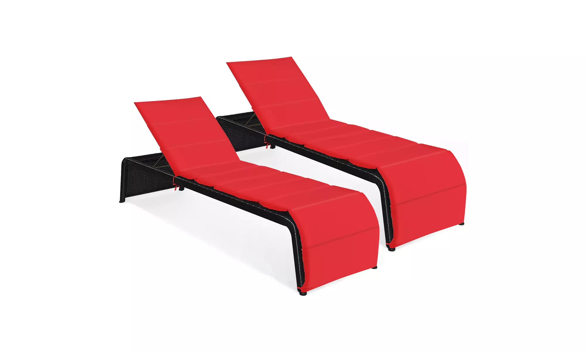 Costway 2 PCS Patio Rattan Lounge Chair Chaise Recliner Adjustable Cushioned - Primary Image