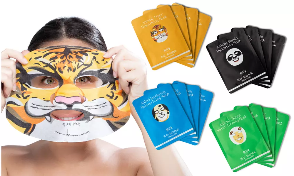 Animal Face Character Novelty Sheet Masks (Dog, Tiger, Panda, Sheep) - Primary Image
