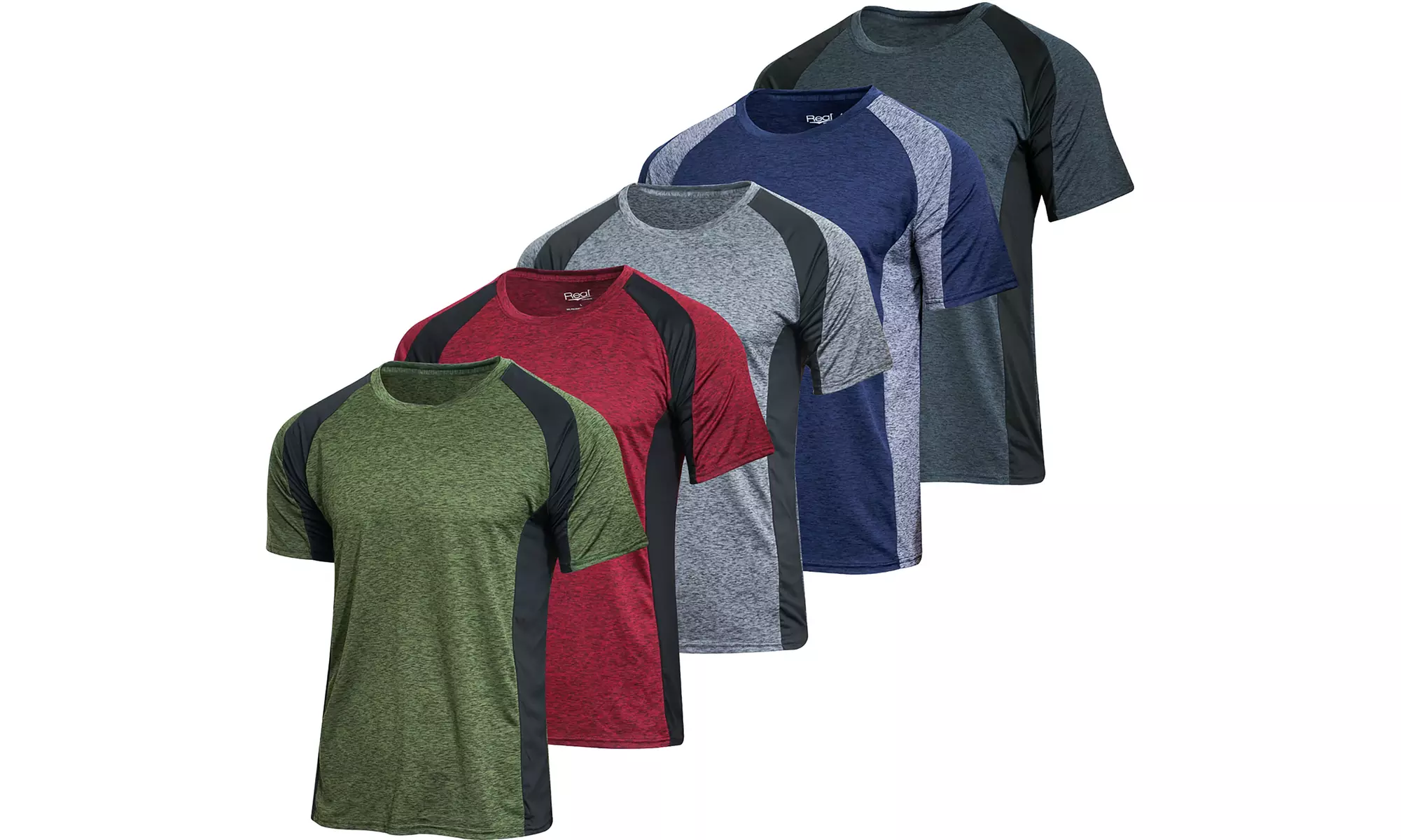 5 Pack Real Essentials Men's Dry Fit Active Performance T-Shirt (S-2XL) - Primary Image