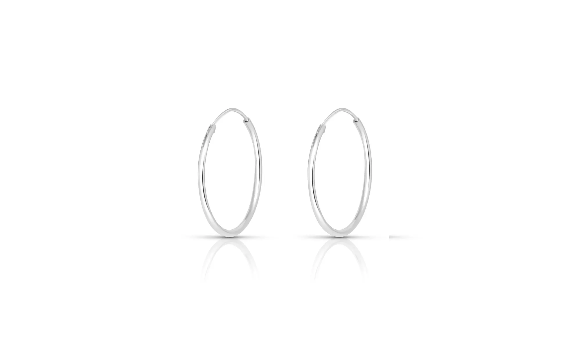 Sleek Endless Hoop Earrings in Solid Sterling Silver 