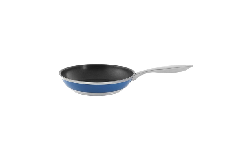 Chantal Stripes 10-Inch Nonstick Fry Pan with Blue Cove Band | Groupon