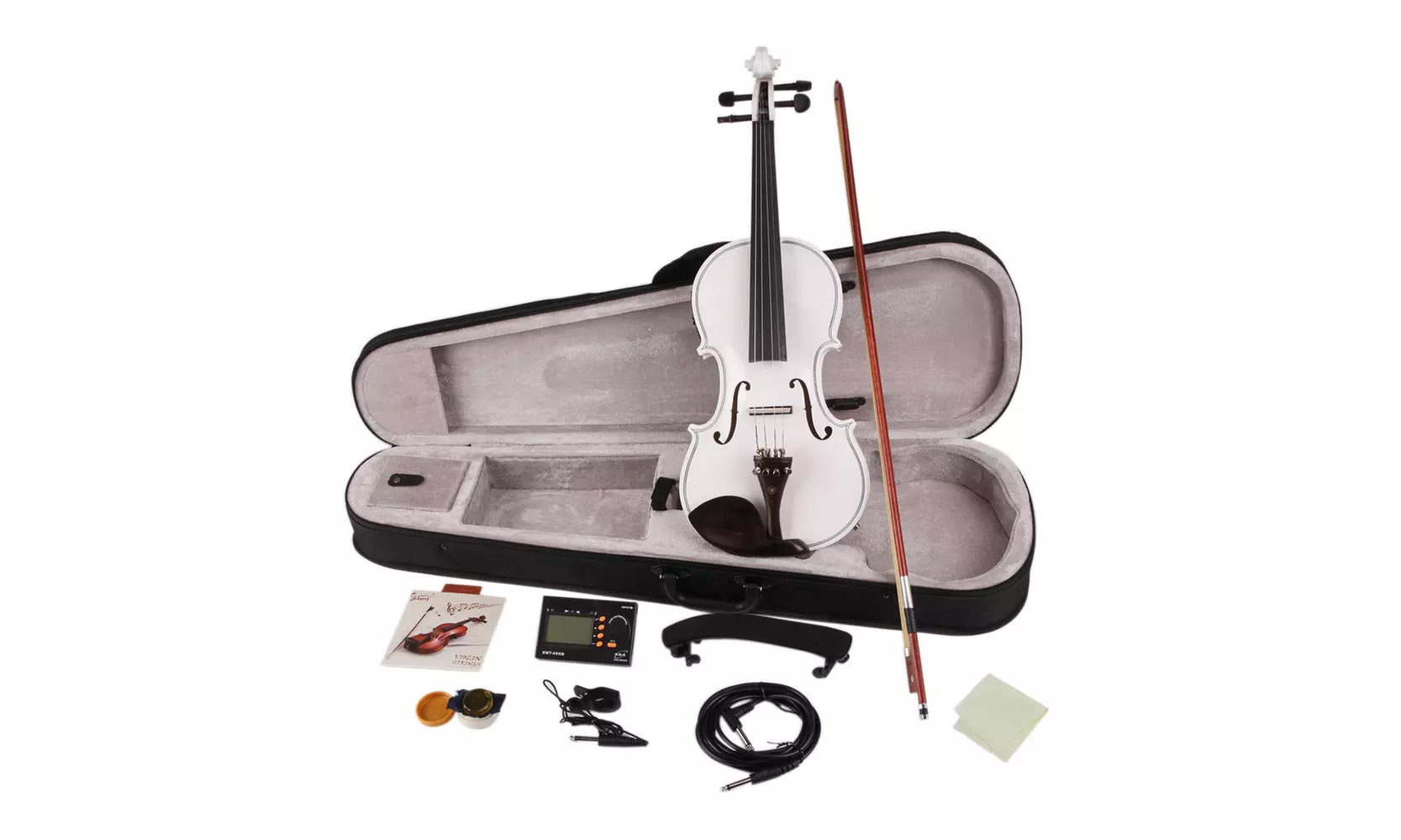 Glarry GV102 4/4 Solid Wood EQ Violin Case Bow Violin Strings Shoulder Rest  - Primary Image