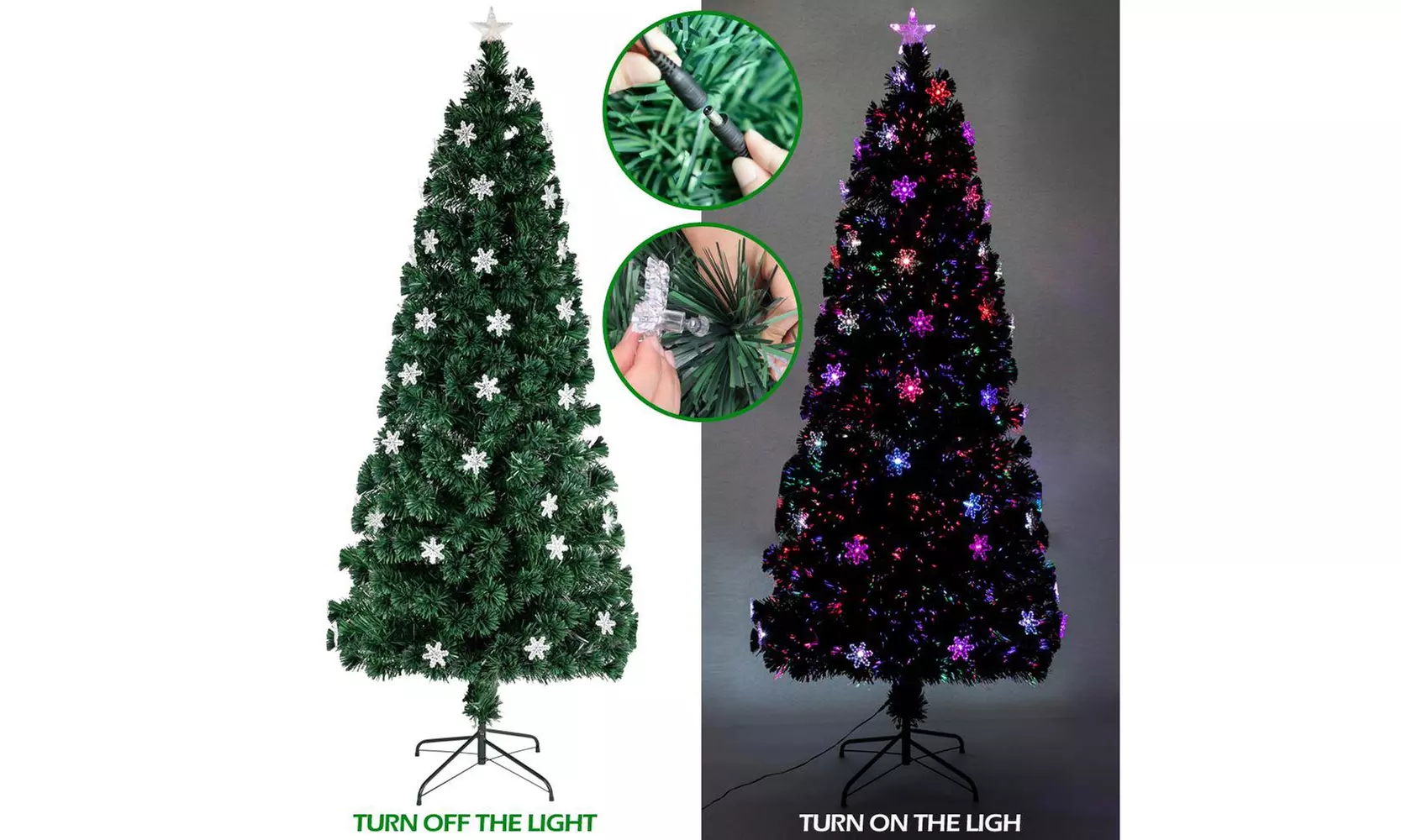 7 FT Artificial Pre-lit Fiber Christmas Tree Optic LED Lights with Iron Stand