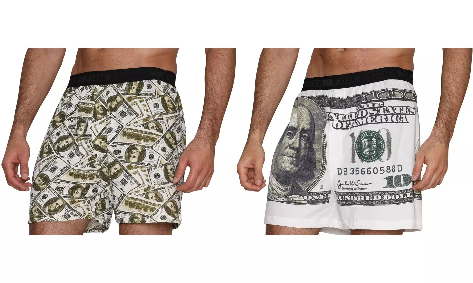 2 Pack Funny Men's Boxer Shorts Novelty Cotton Pajama Briefs Loungewear - Primary Image