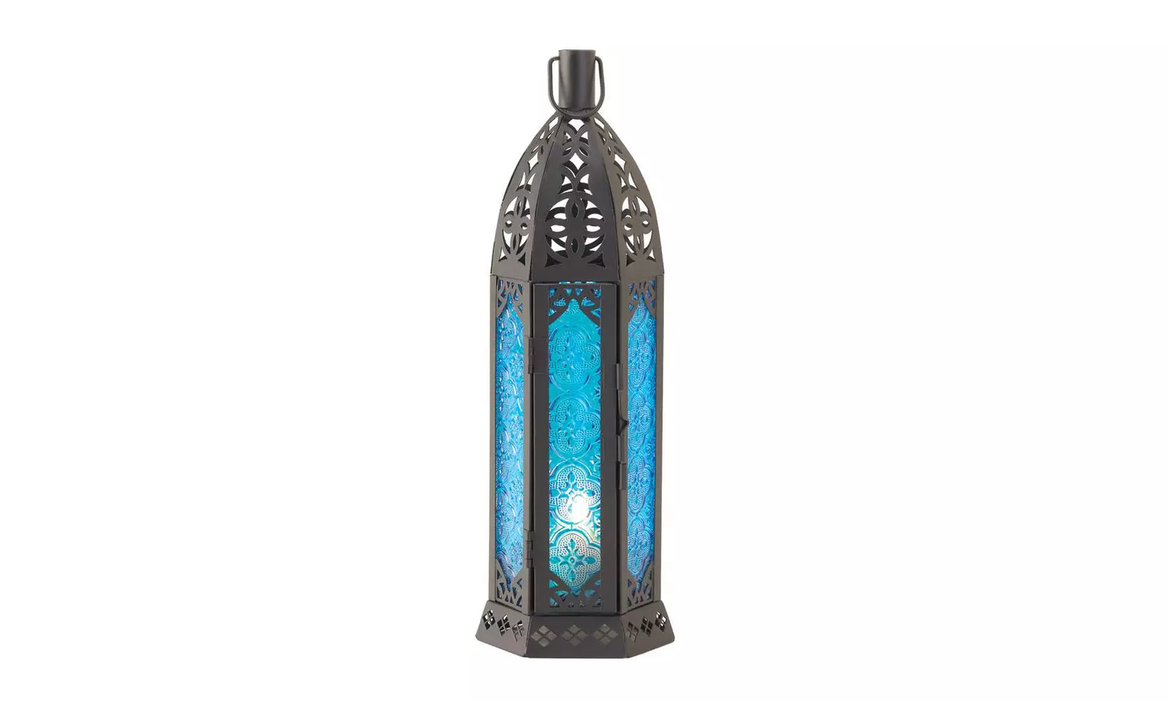 Blue Floret Candle Lantern - Primary Image