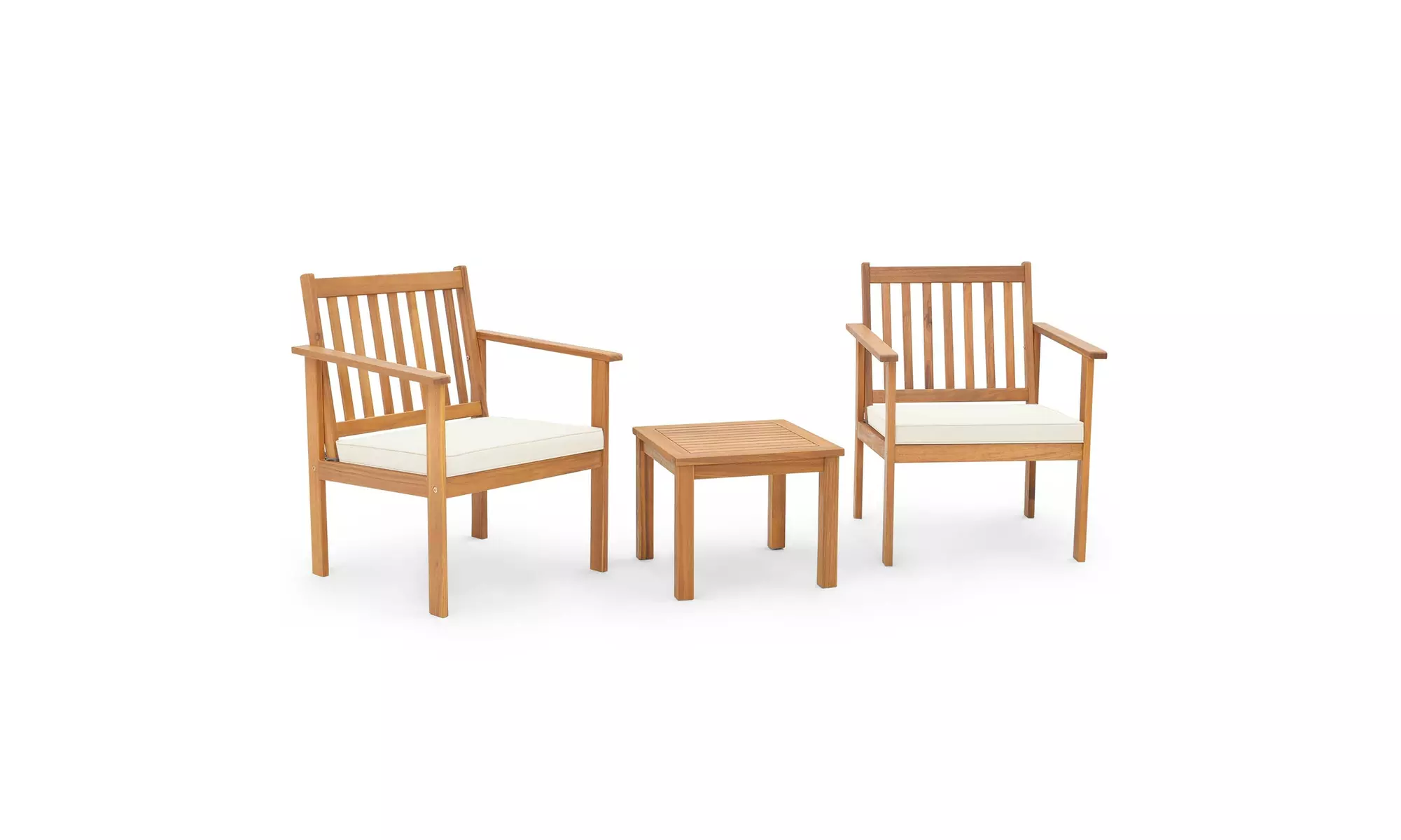 Costway 3 PCS Patio Wood Furniture Set Acacia Wood Chairs & Coffee Table