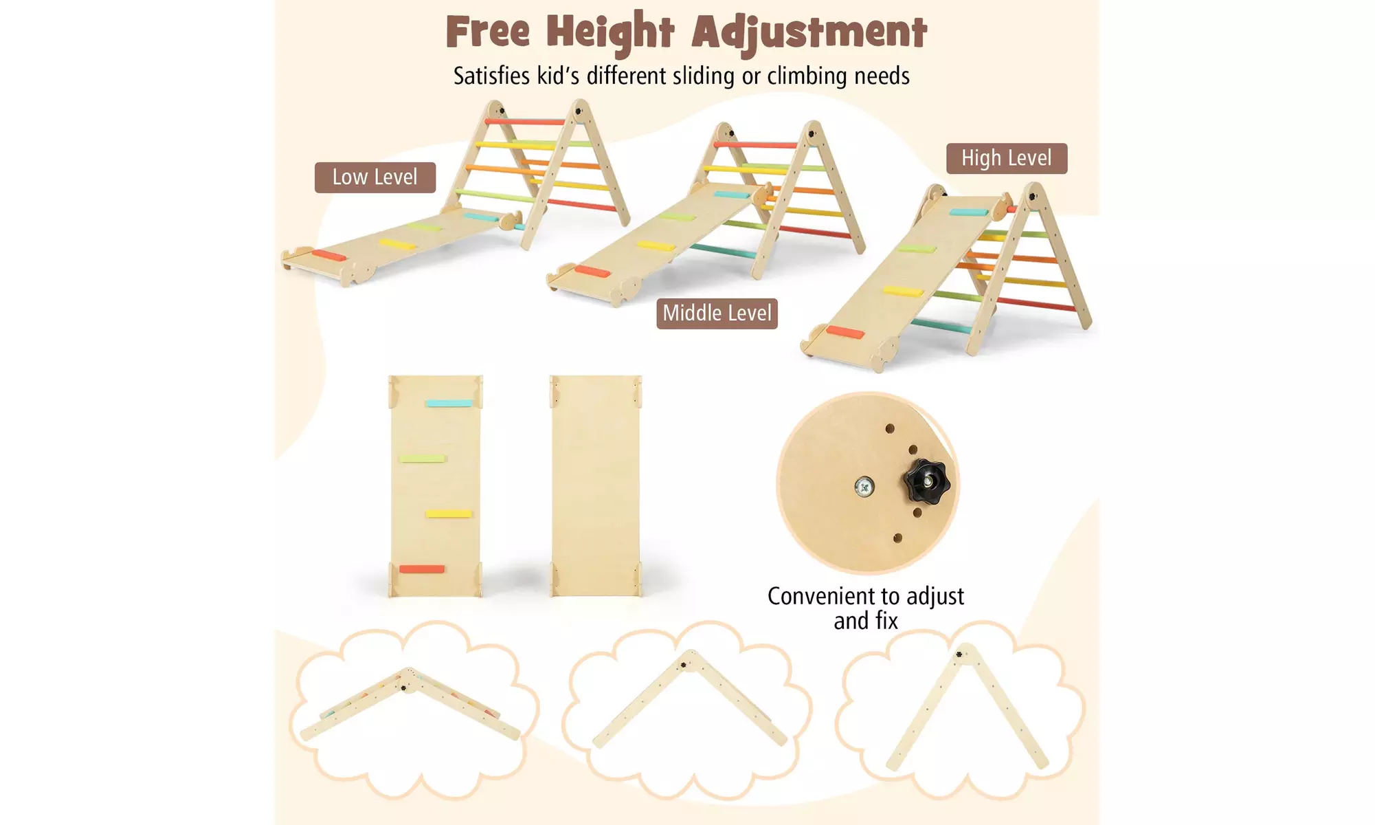 7-in-1 Toddler Climbing Toy Set w/ Reversible Ramp Convertible Step Stool