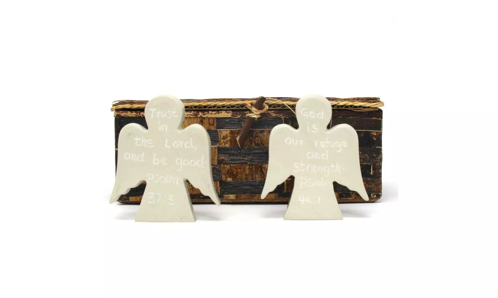 Global Crafts Angel Tokens with Psalm Inscriptions Packed in Raffia - Primary Image