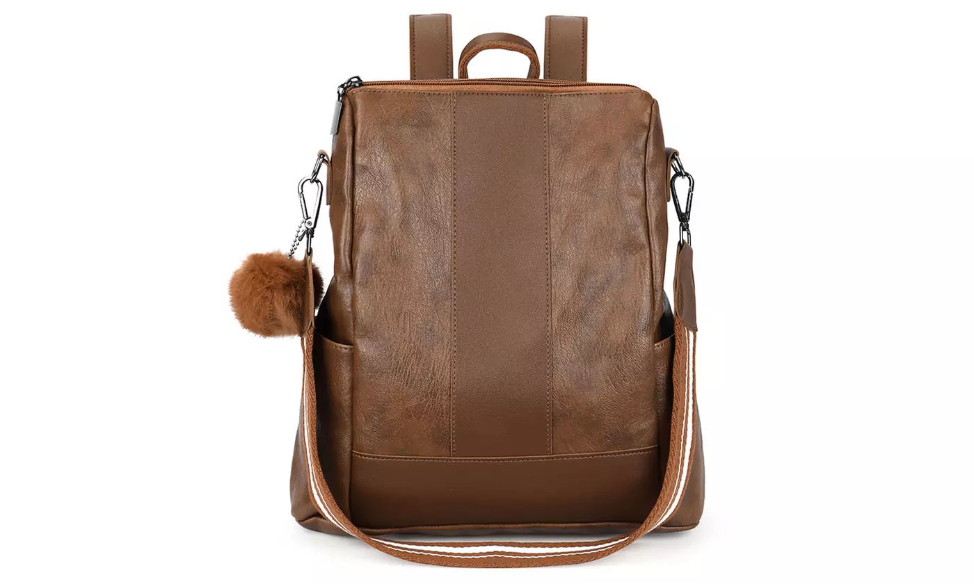 Women PU Leather Backpack Book Bag School Travel Handbag Rucksack Zipper Bag