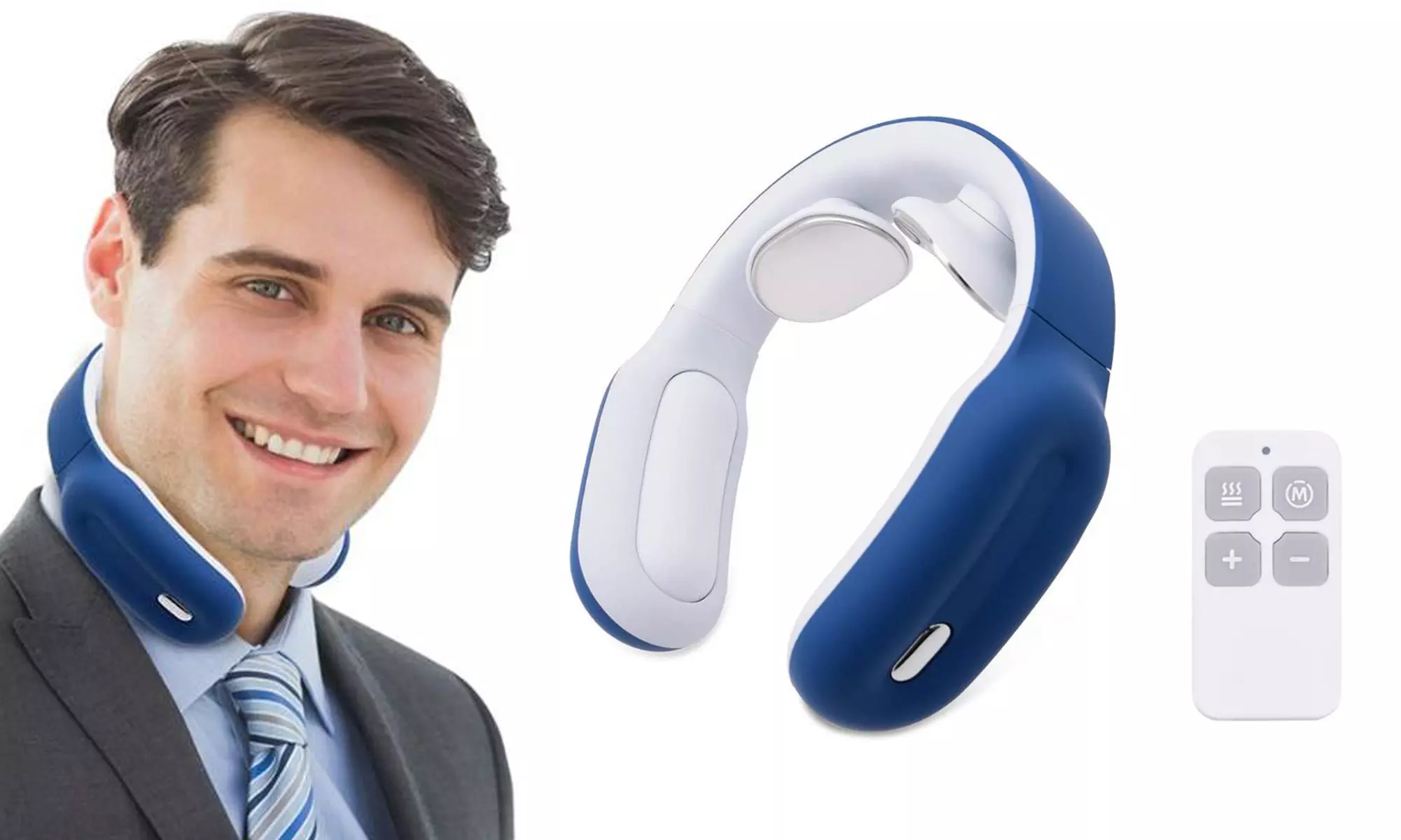 4D Neck Massager Intelligent Wireless Portable Pulse Massager with Heat, 3 Modes - Primary Image