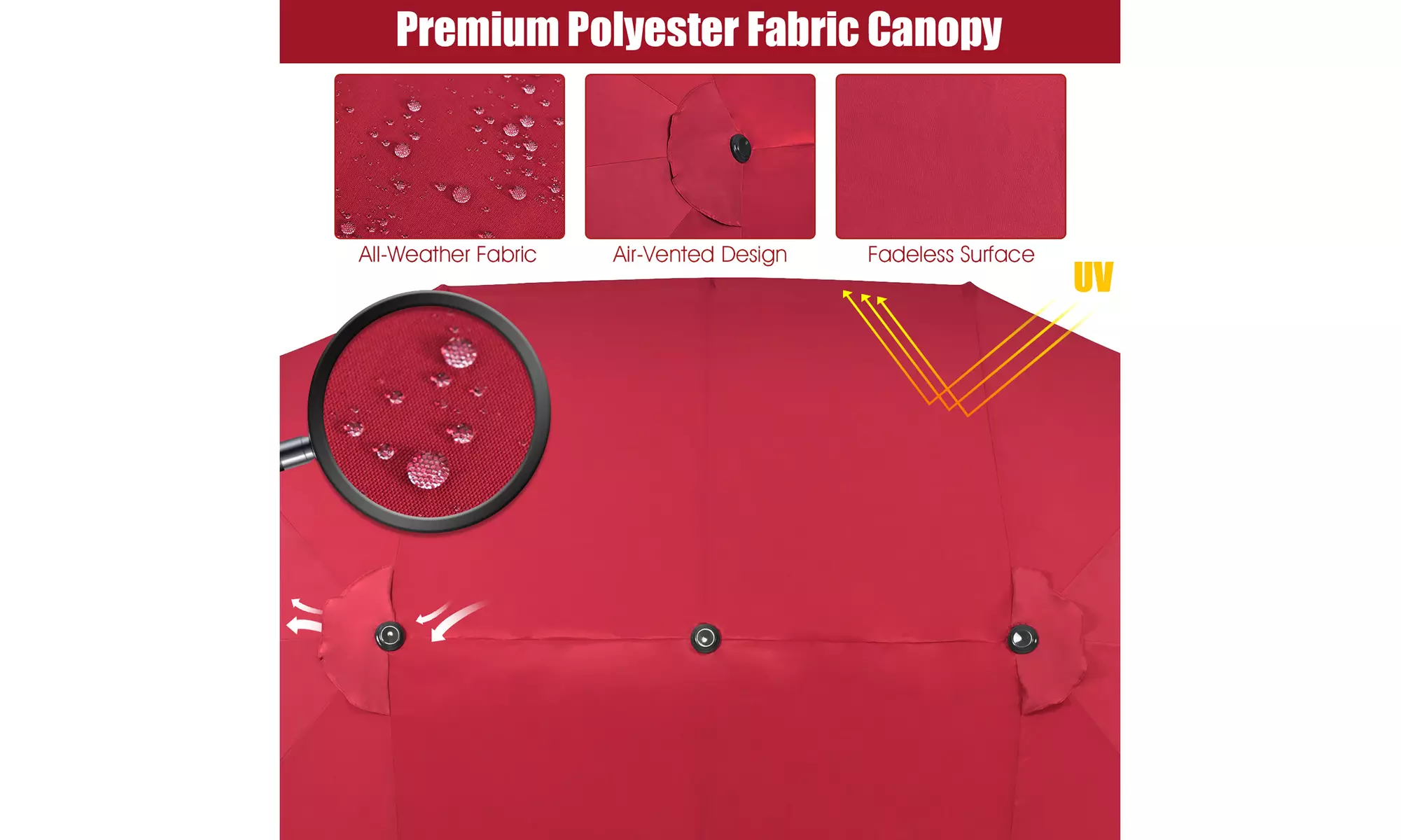 Costway 15FT Patio Double-Sided Umbrella Crank Outdoor Garden Market Sun Shade