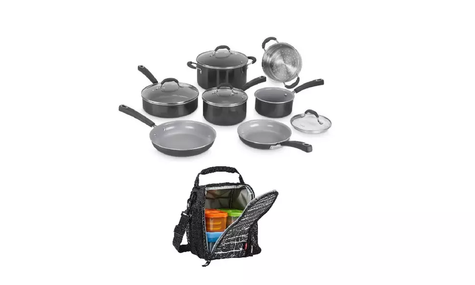 Cuisinart 54C-11BK Ceramica XT Nonstick 11-Piece Cookware Set w/ Lunch Bag - Primary Image