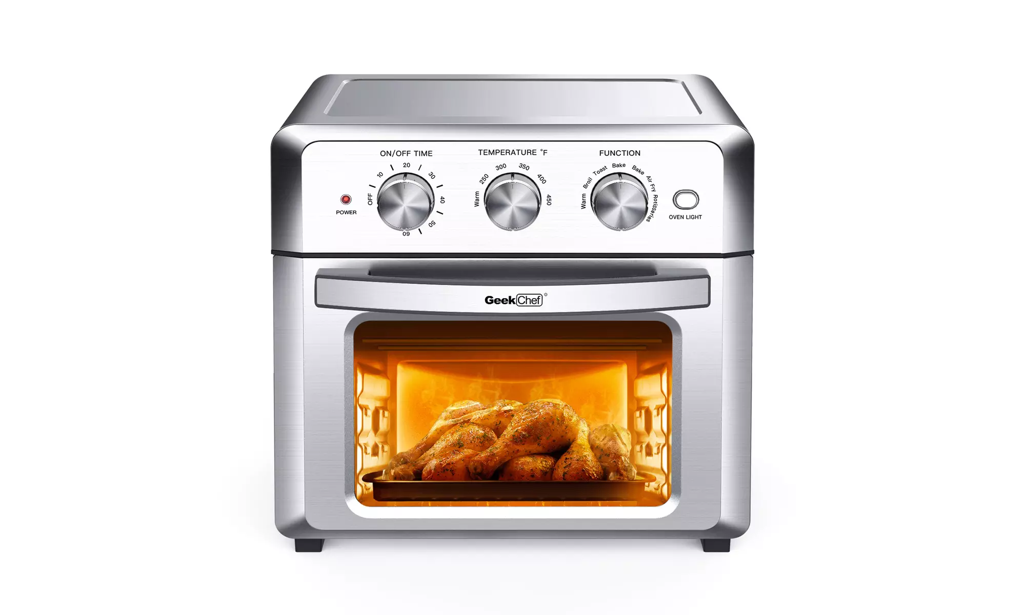 26QT convection air fryer countertop oven with 4 blades heatable oil-free frying