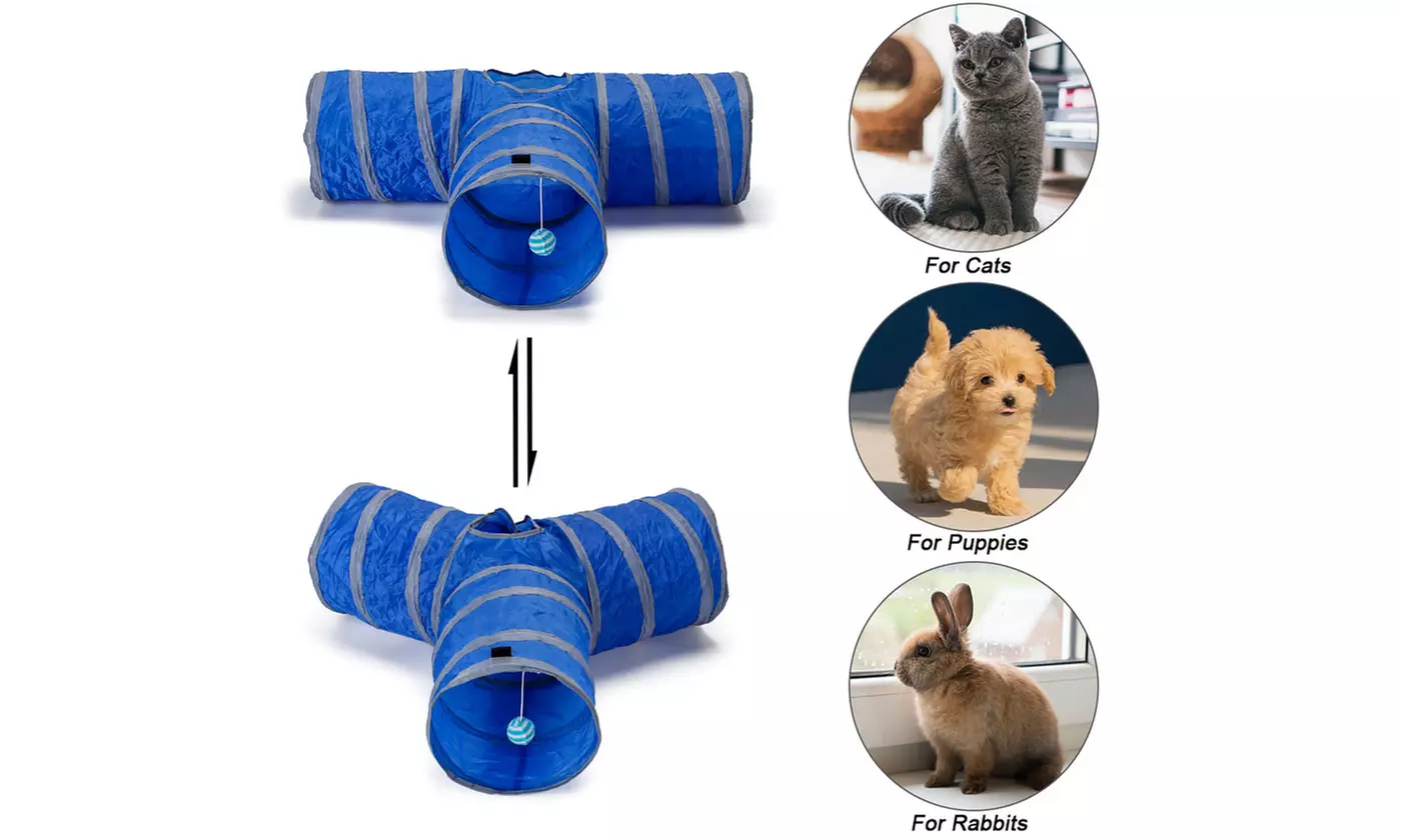 Collapsible 3 Way Play Interactive Pet Cat Tunnels Tube Toys for Indoor Cats