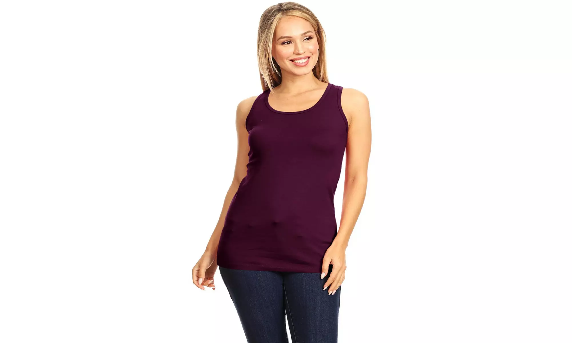 Basic Solid racerback tank top with scoop neck