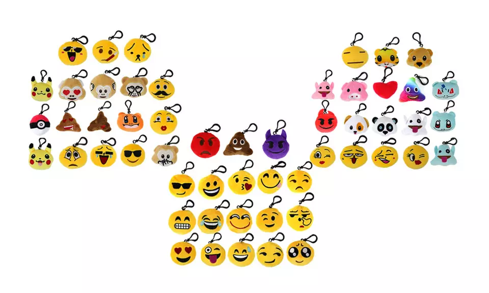 18/36/54 Pack Mini Emoji Plush Pillows Keychain Party Decoration Supplies Favors - Second Medium