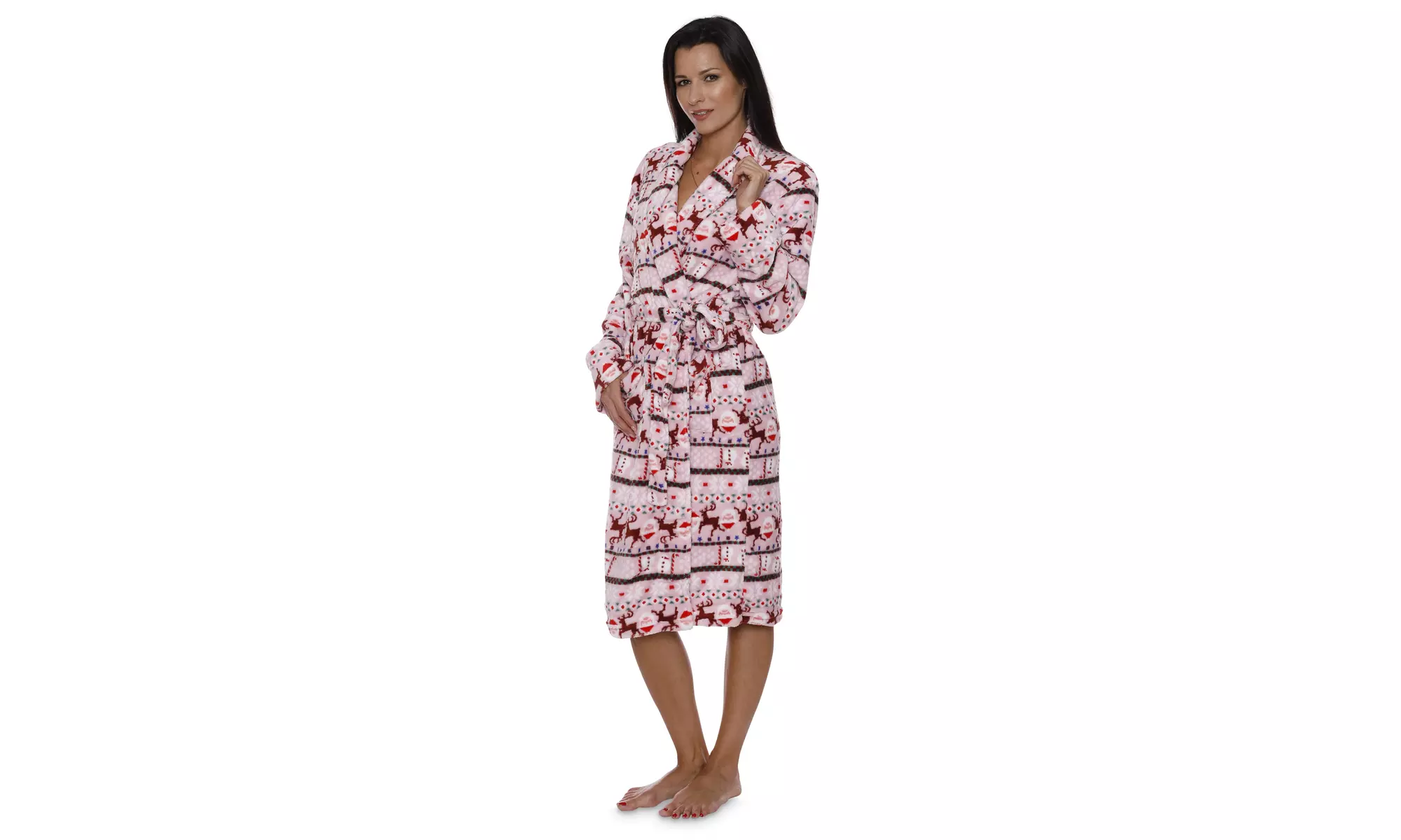 Secret Santa Adult's Christmas Bathrobe and Hat- Santa Claus - Primary Image