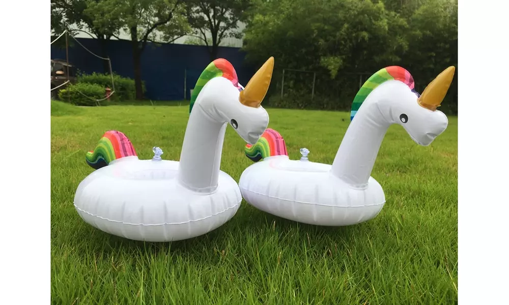  Mini Cute Fun Toys Unicorn Floating Inflatable Drink Can Holder Swimming Pool - Second Medium