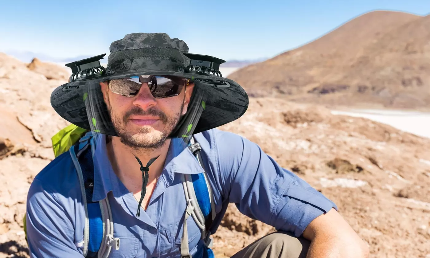 LakeForest Wide Brim Sun Hat with Solar Fans