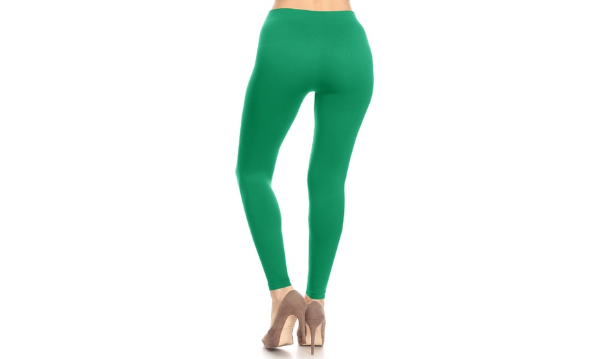Image 71: Plus size,Solid Color Basic Soft Comfy Elastic Waistband High Waist Leggings
