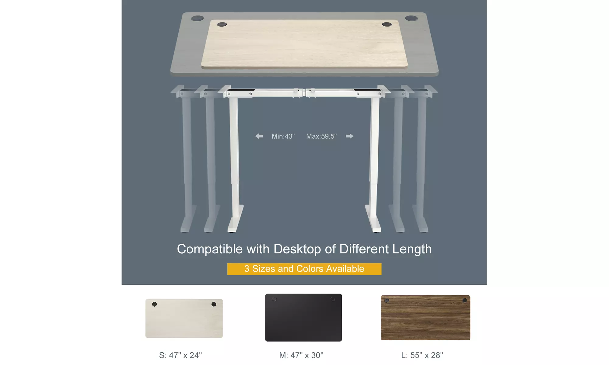 Costway 55'' x 28'' Electric Adjustable Standing up Desk Dual w/ Controller