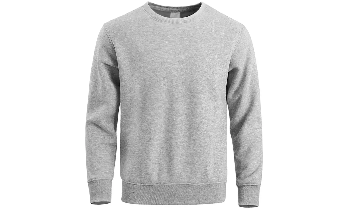 Men's Long Sleeves Crew Neck Fleece Lined Pullover Sweatshirt 
