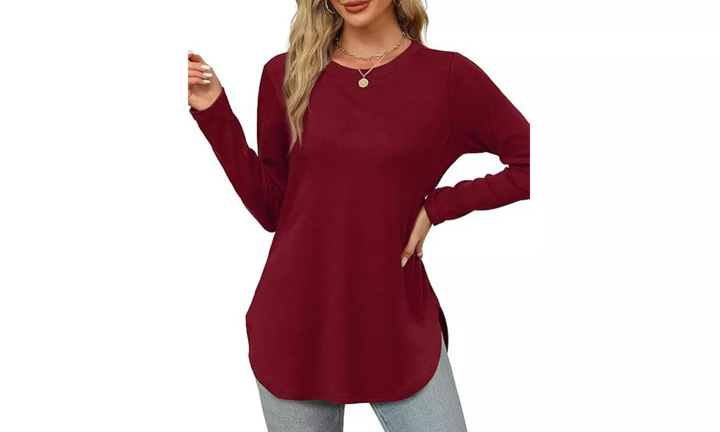 Bohuma Long Sleeve Round Hem Tunic Top